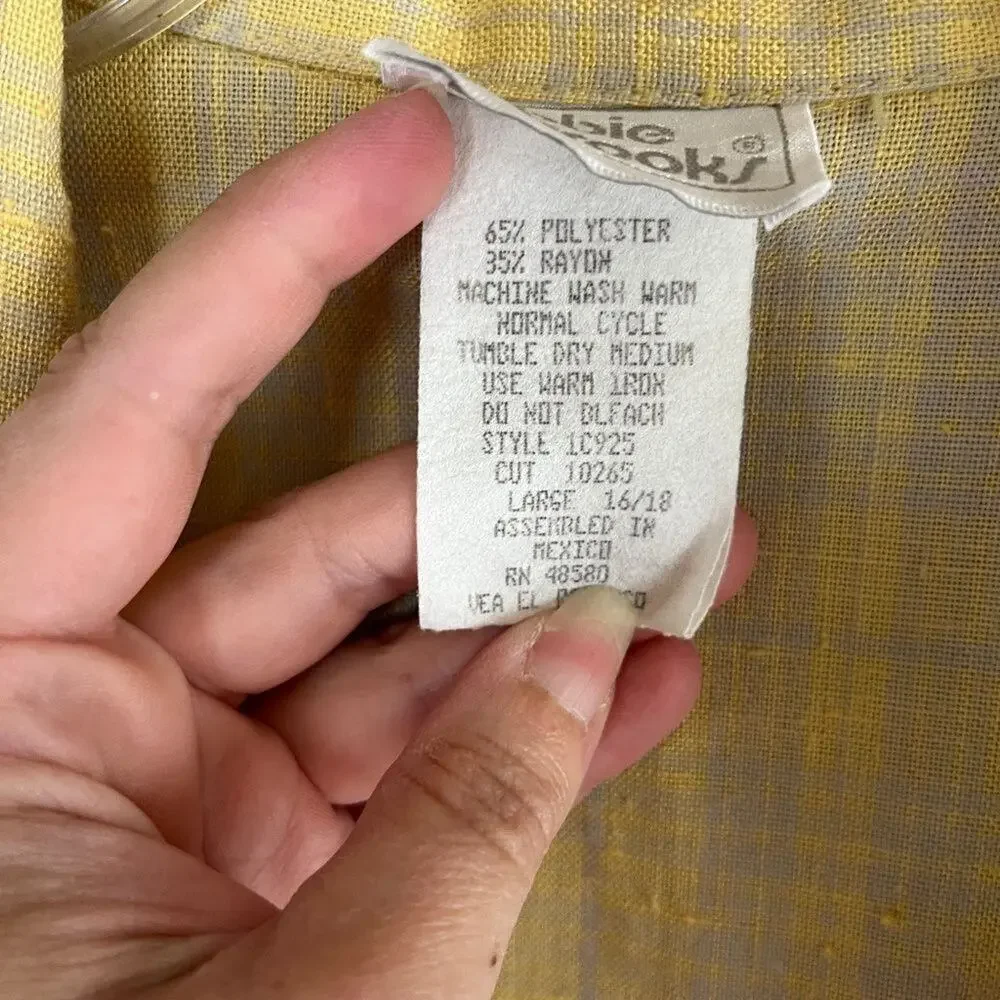 Vintage Bobbie Brooks Yellow Plaid Boxy Blazer Jacket Size Large 16/18